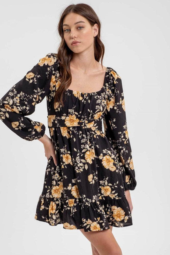 Send me Flowers Long Sleeve Mini Dress