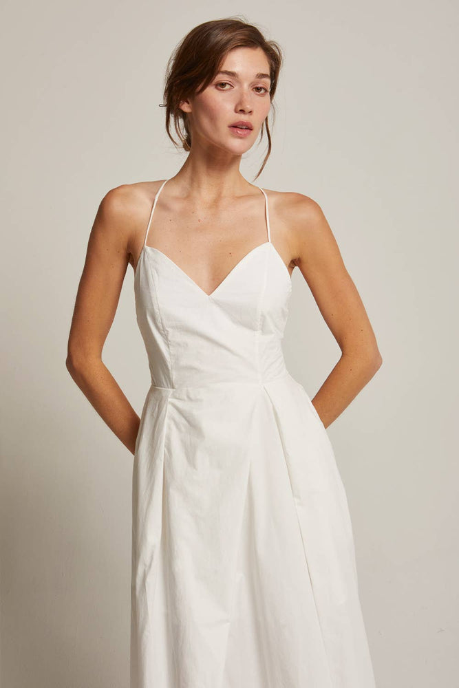 Eunice V-neck Poplin Midi Dress