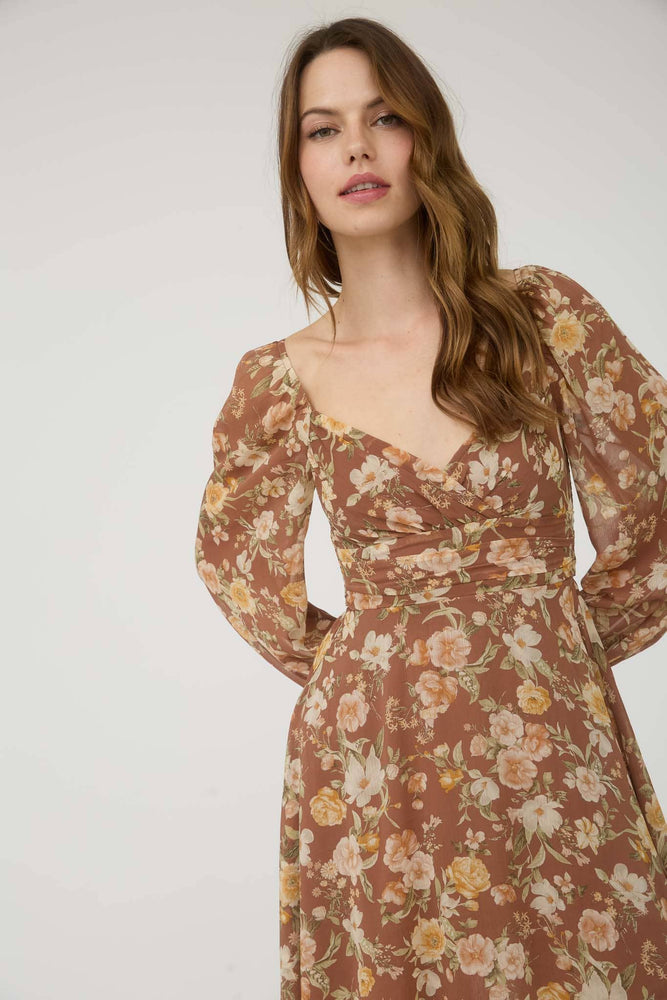 Autumn Roses Long Sleeve Dress