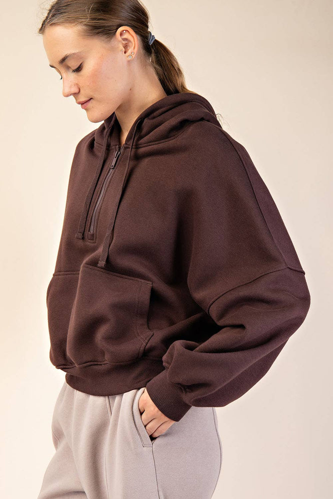 
                
                    Load image into Gallery viewer, Maddison Terry Fleece Quarter Zip Hoodie
                
            
