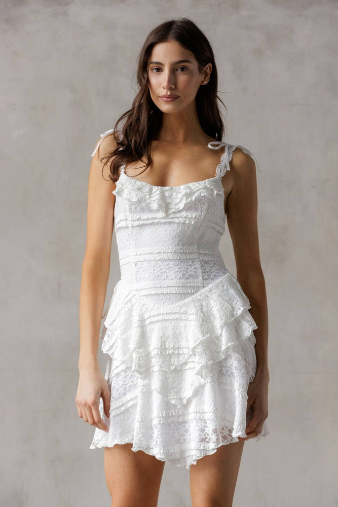 Flirty Frill White Mini Dress