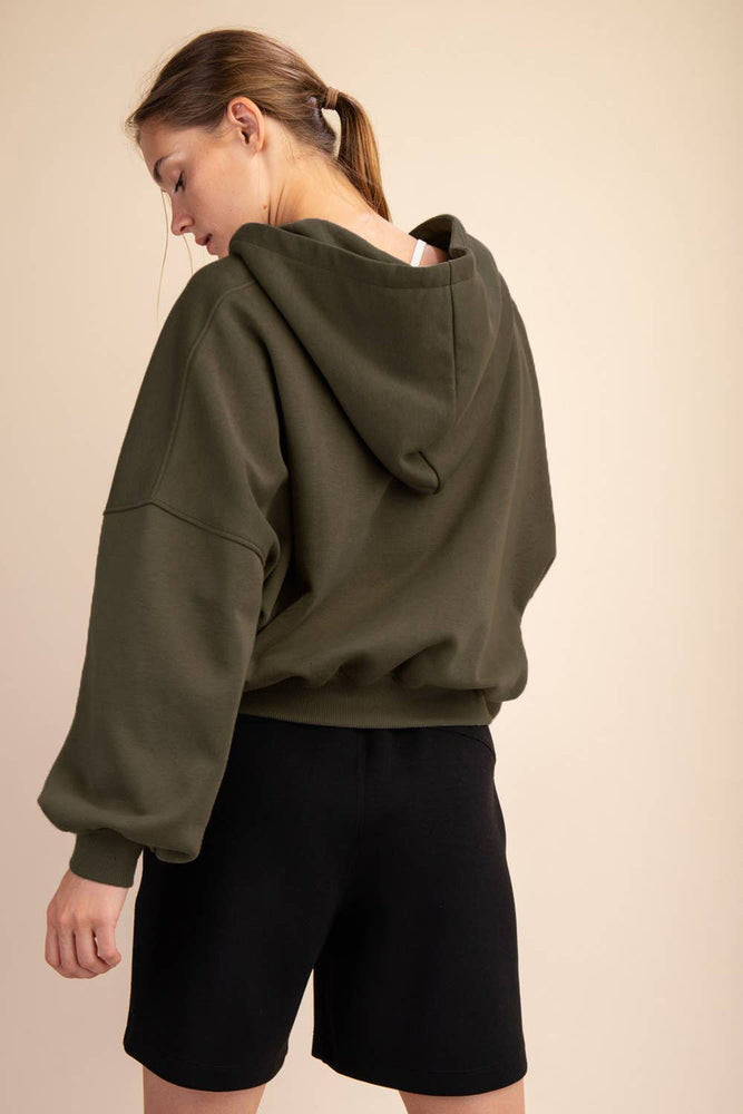 
                
                    Load image into Gallery viewer, Maddison Terry Fleece Quarter Zip Hoodie
                
            