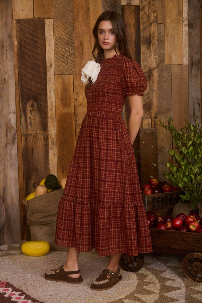 Cider Season Smocked Midi Dress