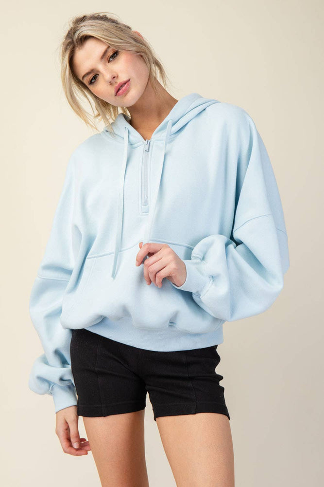 
                
                    Load image into Gallery viewer, Maddison Terry Fleece Quarter Zip Hoodie
                
            