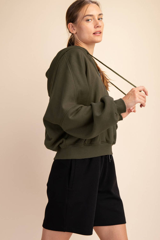 
                
                    Load image into Gallery viewer, Maddison Terry Fleece Quarter Zip Hoodie
                
            
