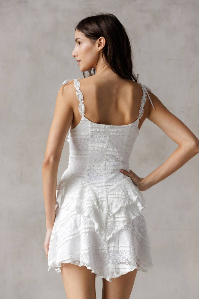 Flirty Frill White Mini Dress