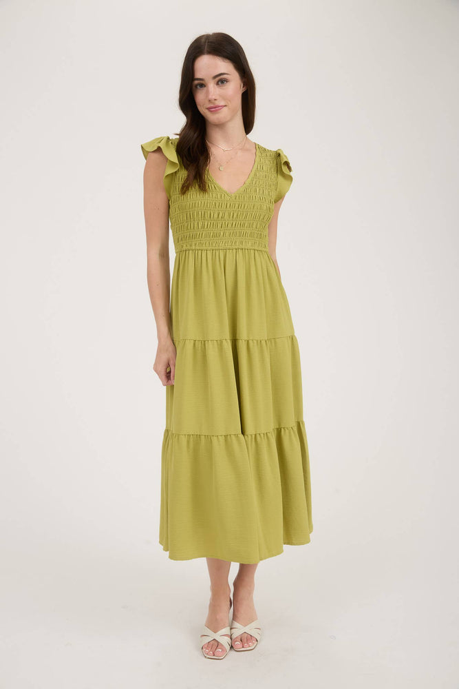 Fresh Stems Flutter Midi Dress