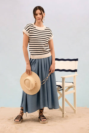 Just Beachy Stripe Crew Neck Top