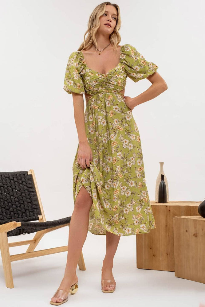 Fresh Cut Flowers Midi Dress