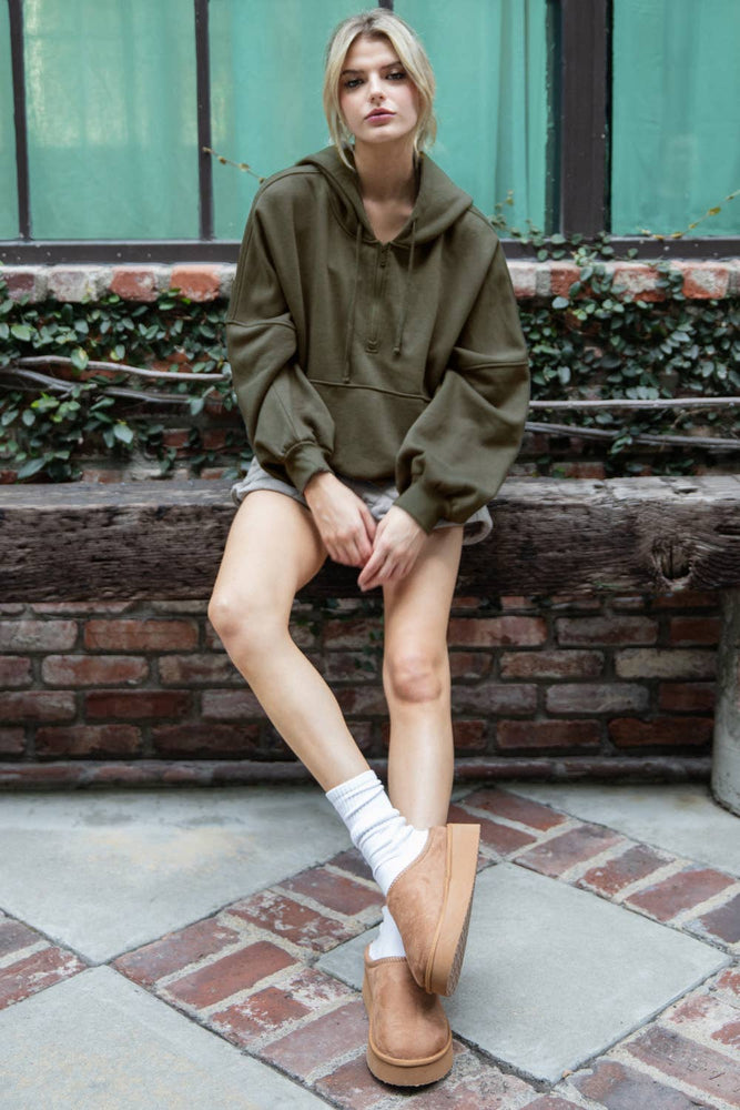 
                
                    Load image into Gallery viewer, Maddison Terry Fleece Quarter Zip Hoodie
                
            