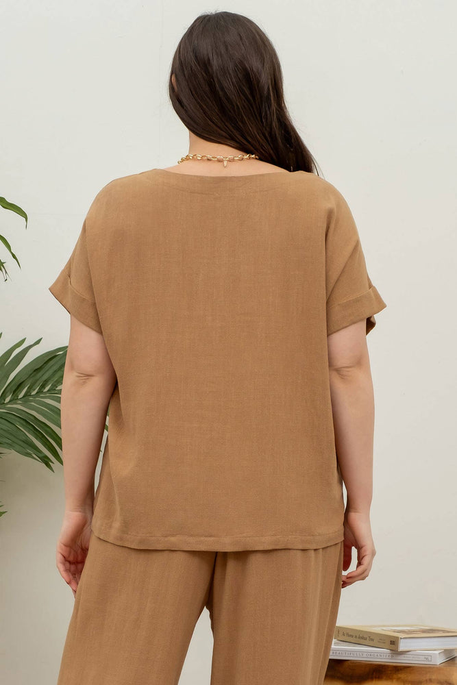 Plus Naturally Chic Boxy Linen Top