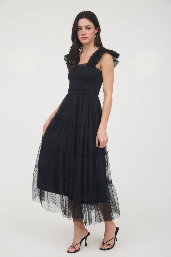 Midnight Thrill Chiffon Dot Dress