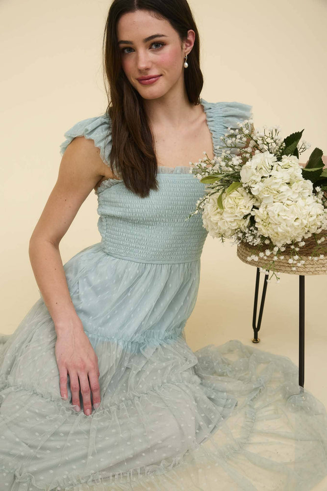 
                
                    Load image into Gallery viewer, Sense of Spring Chiffon Dot Midi Dress
                
            