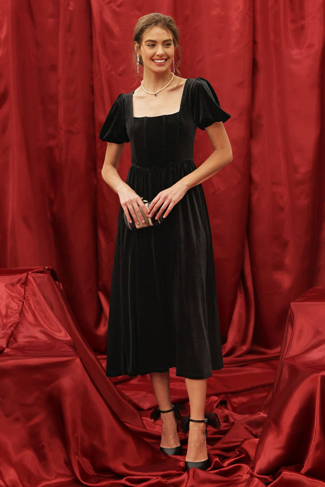 Night At The Opera Midi Velvet Dress