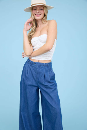 Holiday In Cannes Chambray Wide Leg Pants