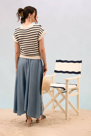 Just Beachy Stripe Crew Neck Top