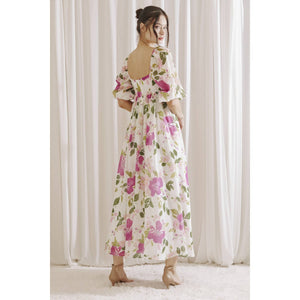 Peony Garden Maxi Babydoll Dress