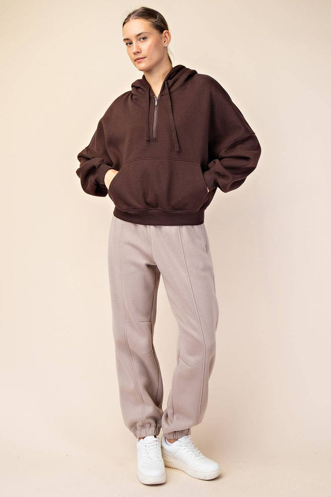 
                
                    Load image into Gallery viewer, Maddison Terry Fleece Quarter Zip Hoodie
                
            