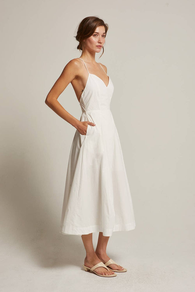 Eunice V-neck Poplin Midi Dress
