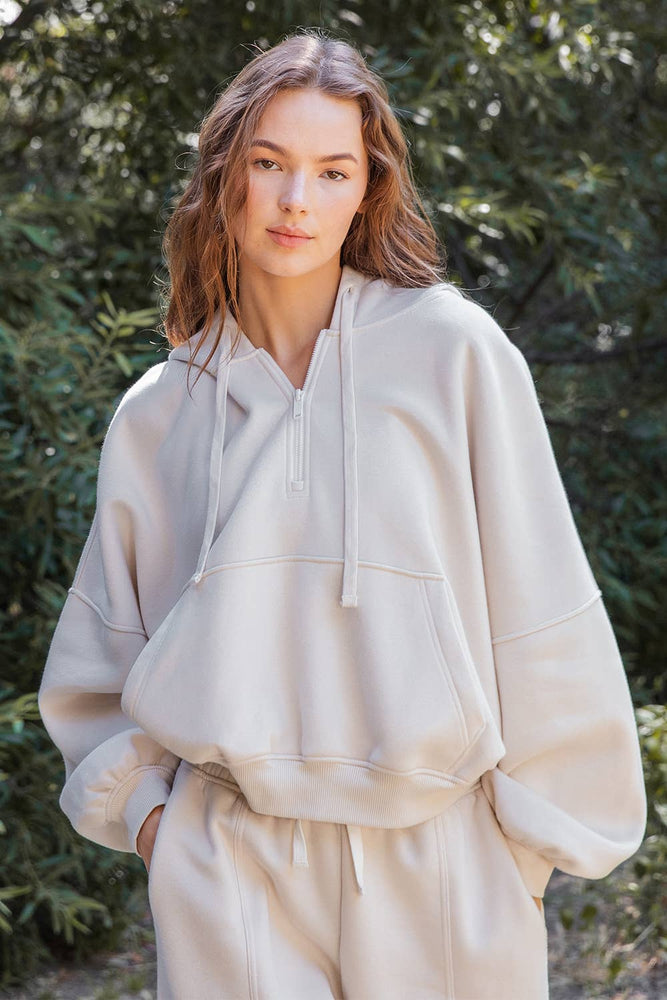
                
                    Load image into Gallery viewer, Maddison Terry Fleece Quarter Zip Hoodie
                
            