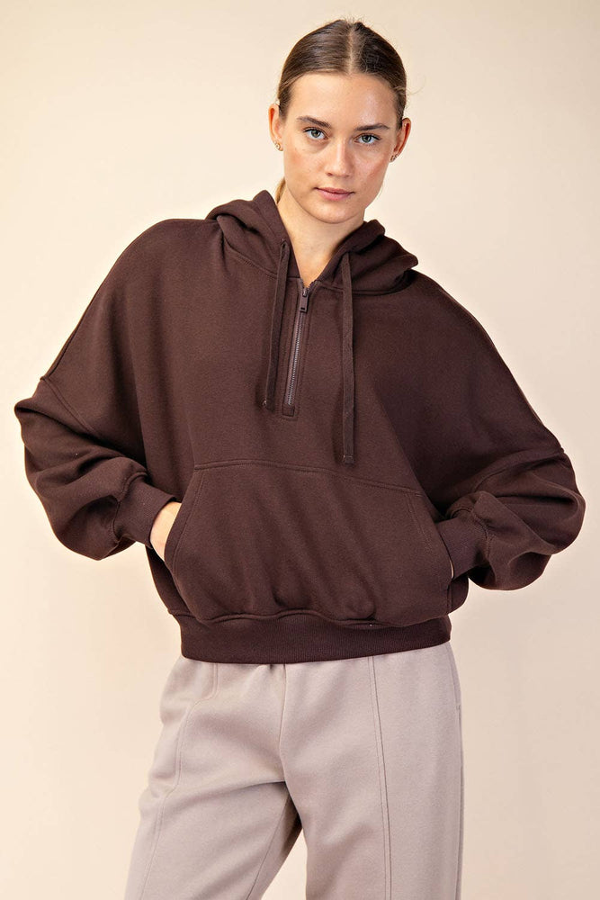 
                
                    Load image into Gallery viewer, Maddison Terry Fleece Quarter Zip Hoodie
                
            