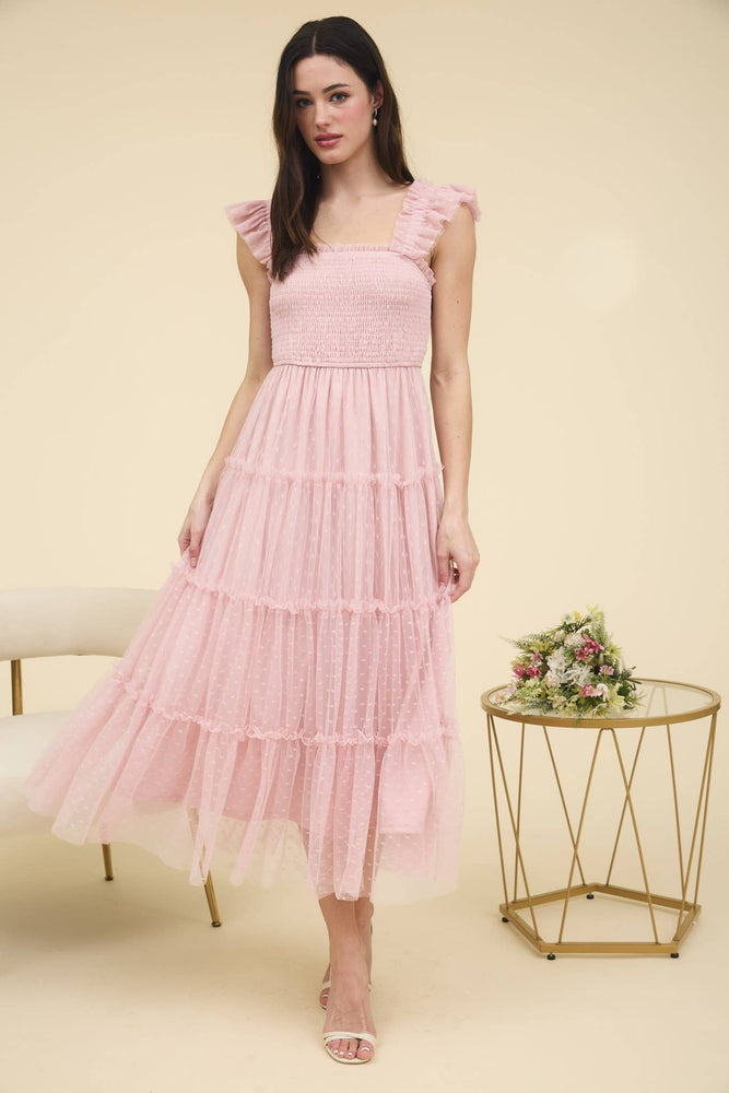 
                
                    Load image into Gallery viewer, Sense of Spring Chiffon Dot Midi Dress
                
            
