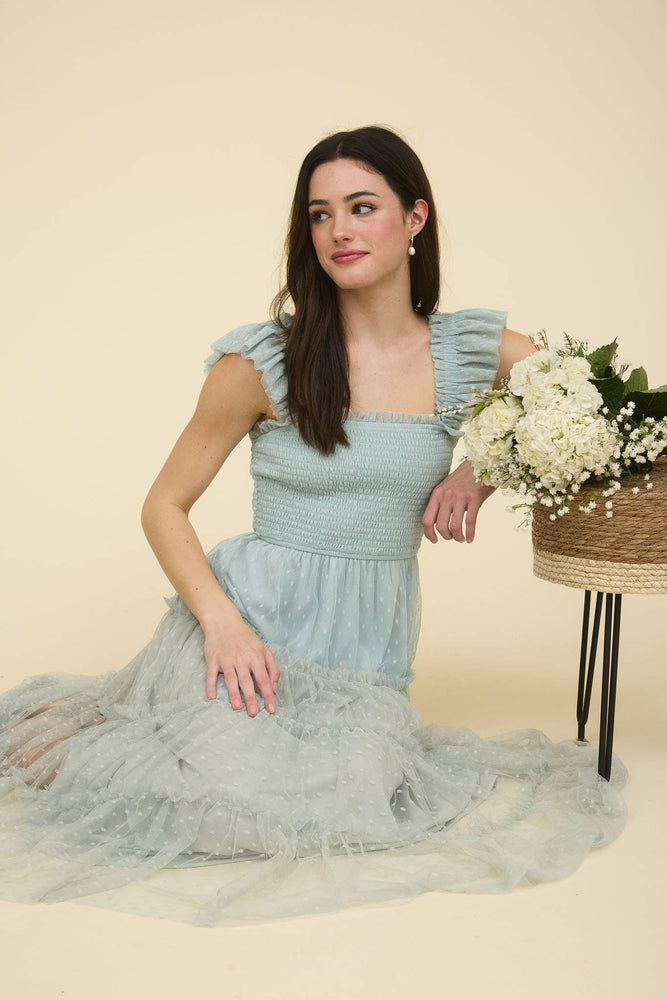 
                
                    Load image into Gallery viewer, Sense of Spring Chiffon Dot Midi Dress
                
            
