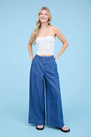 Holiday In Cannes Chambray Wide Leg Pants