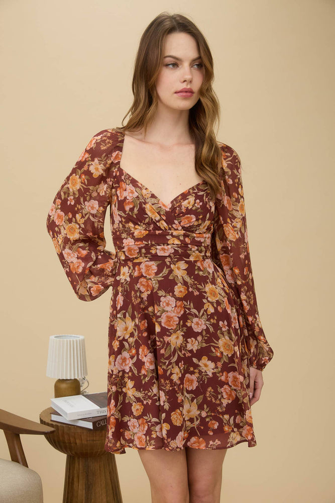 Autumn Roses Long Sleeve Dress