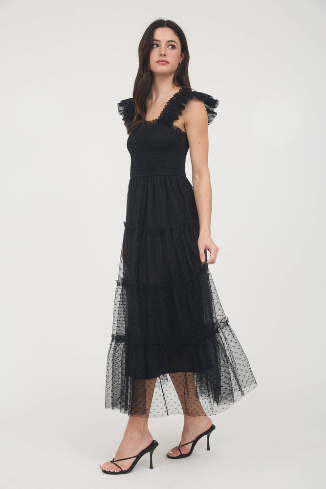 Midnight Thrill Chiffon Dot Dress