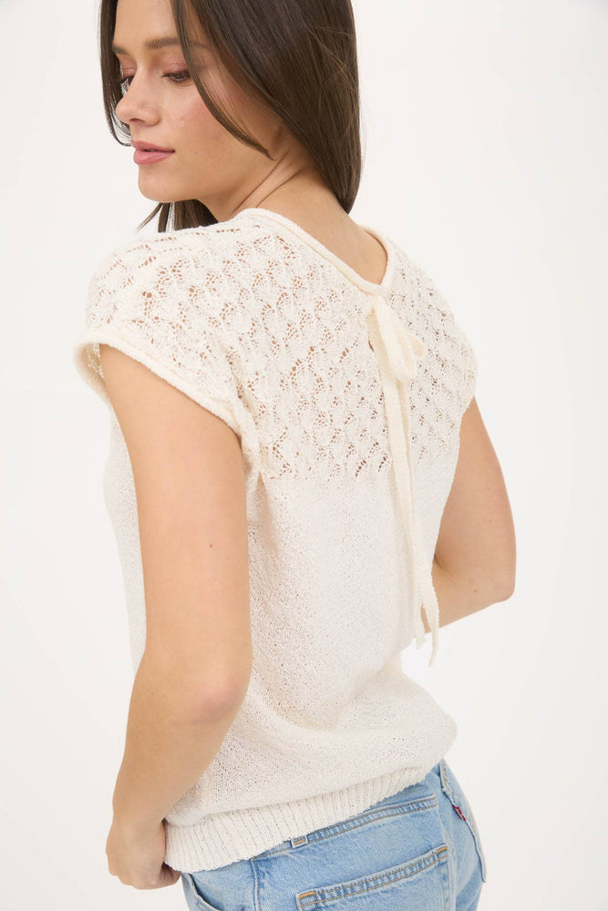 Eyelet and Bows Knit Top
