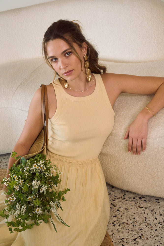 Butter Yellow Blossom Tank Dress