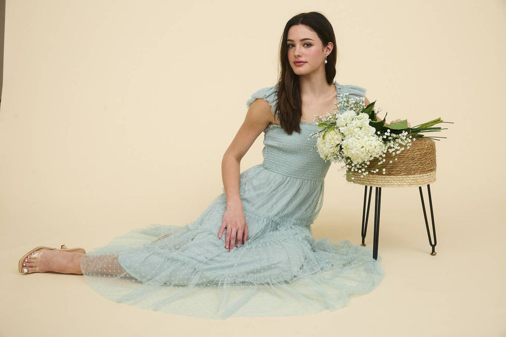 
                
                    Load image into Gallery viewer, Sense of Spring Chiffon Dot Midi Dress
                
            