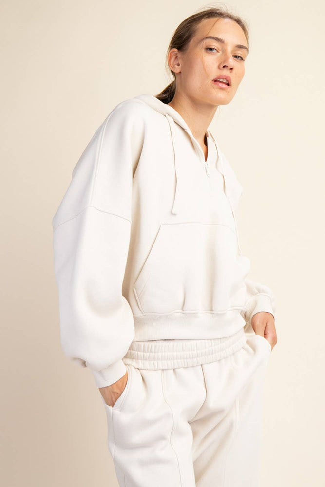 
                
                    Load image into Gallery viewer, Maddison Terry Fleece Quarter Zip Hoodie
                
            