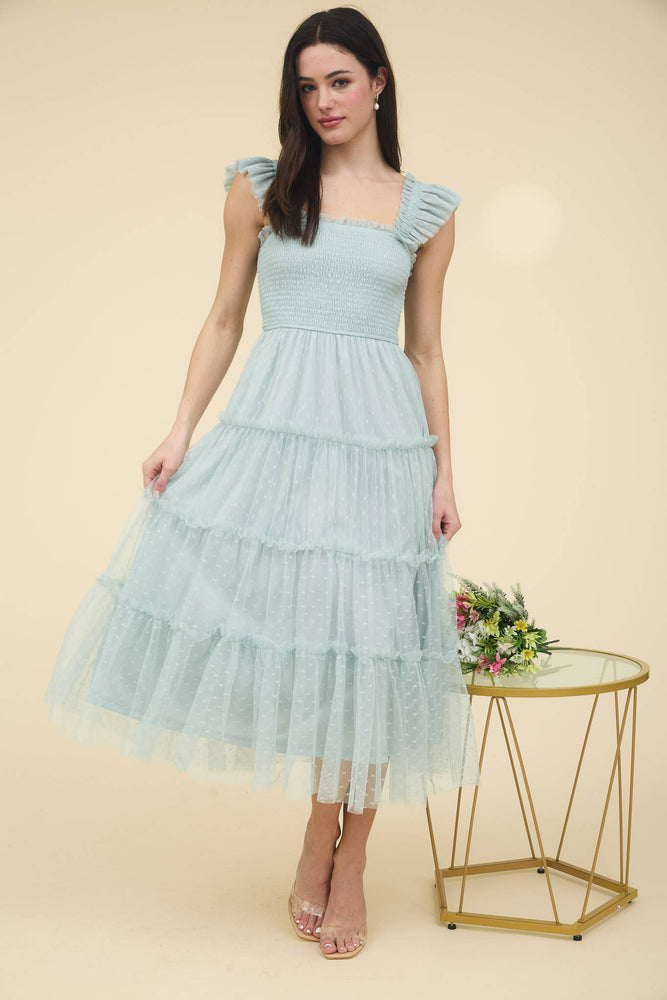 
                
                    Load image into Gallery viewer, Sense of Spring Chiffon Dot Midi Dress
                
            