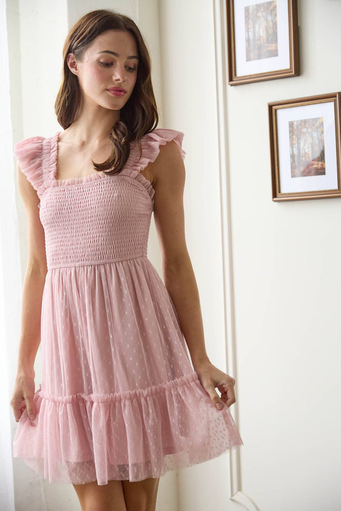 
                
                    Load image into Gallery viewer, Sense of Spring Chiffon Dot Mini Dress
                
            