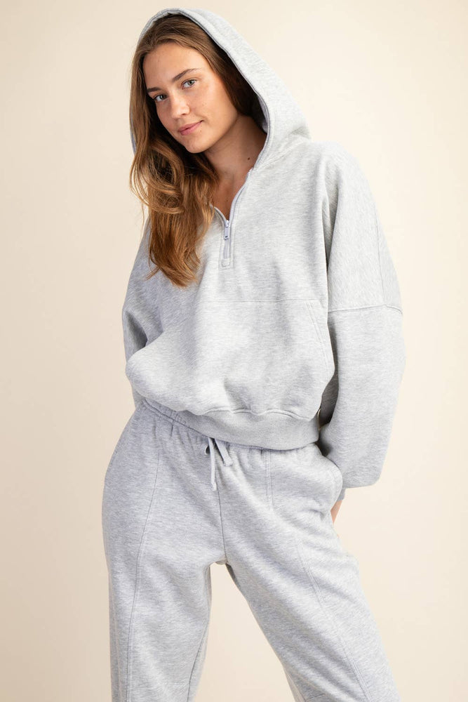
                
                    Load image into Gallery viewer, Maddison Terry Fleece Quarter Zip Hoodie
                
            