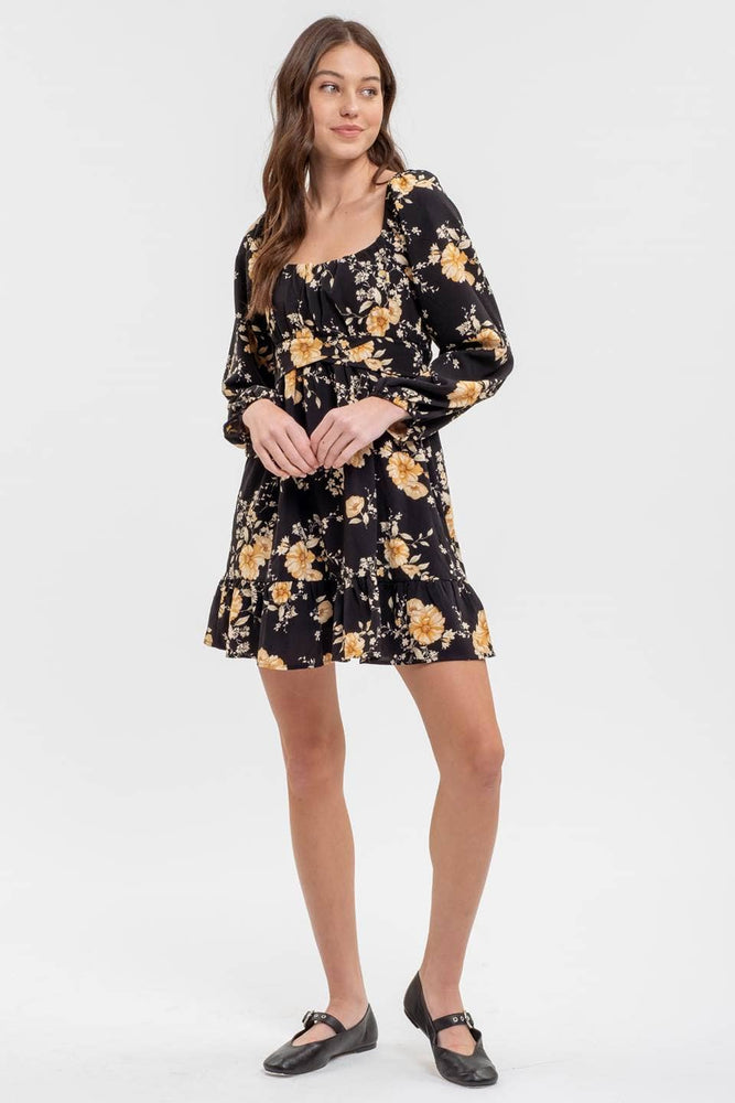 Send me Flowers Long Sleeve Mini Dress