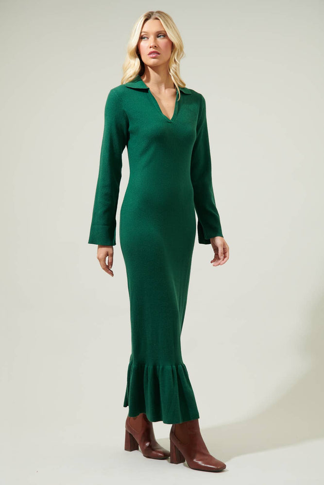 
                
                    Load image into Gallery viewer, Kendal Collared Sweater Maxi Dress
                
            