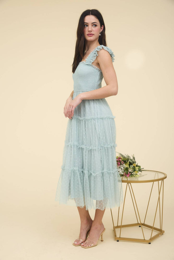 
                
                    Load image into Gallery viewer, Sense of Spring Chiffon Dot Midi Dress
                
            