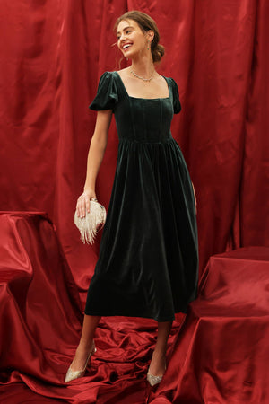 Night At The Opera Midi Velvet Dress