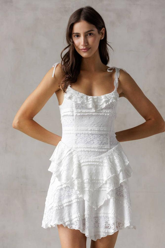 Flirty Frill White Mini Dress