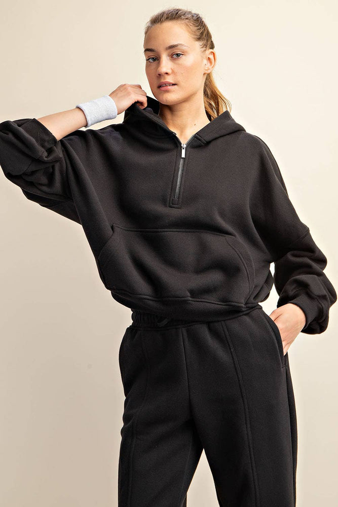 
                
                    Load image into Gallery viewer, Maddison Terry Fleece Quarter Zip Hoodie
                
            