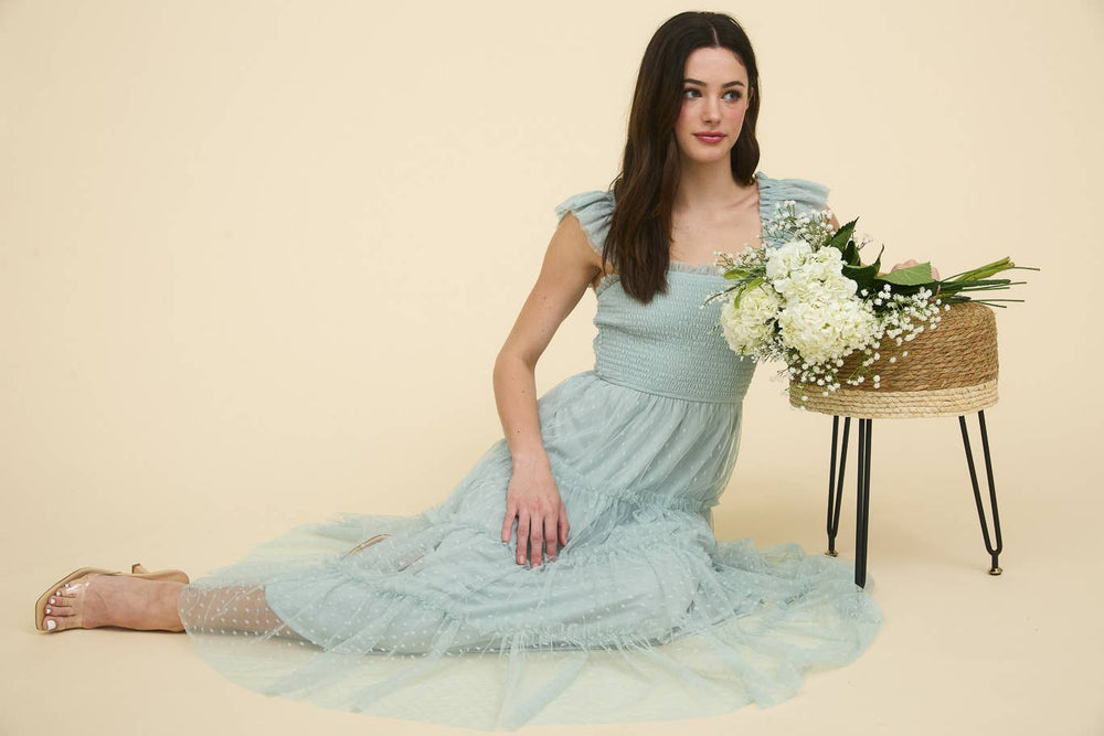 
                
                    Load image into Gallery viewer, Sense of Spring Chiffon Dot Midi Dress
                
            