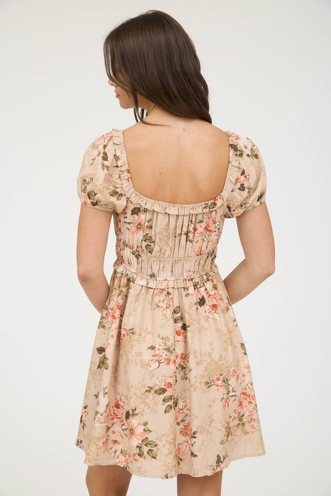 Natural Rose Garden Mini Dress