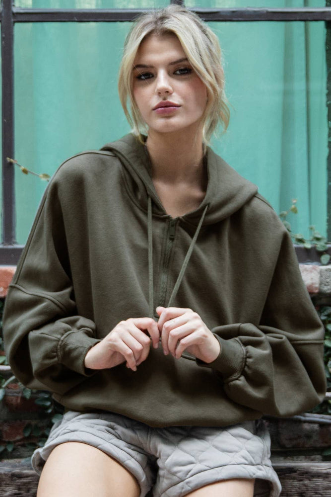 
                
                    Load image into Gallery viewer, Maddison Terry Fleece Quarter Zip Hoodie
                
            