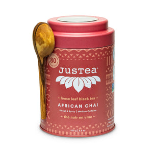 African Chai Tin & Spoon - Organic, Fair-Trade, Black Tea