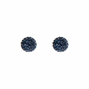Park and Buzz radiance stud. Sparkle ball earrings. Hillberg and Berk. Canadian Brand. Glitter ball earrings. Navy blue sparkle earrings jewelry jewellery. Valentines gift.