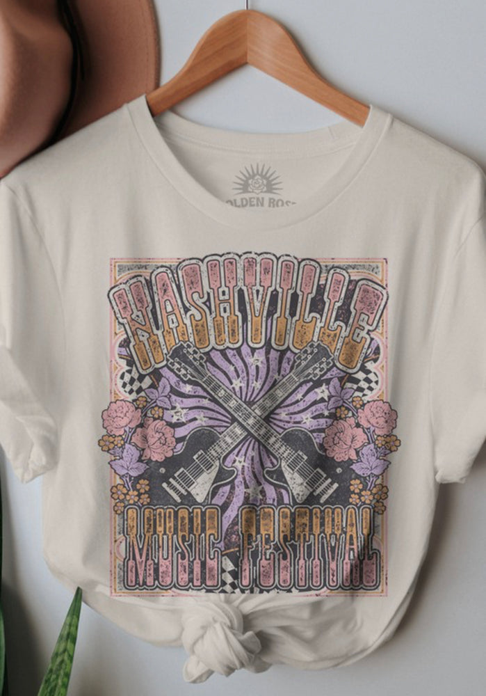 
                
                    Load image into Gallery viewer, Nashville Music Festival Guitars Retro Oversized T Shirt
                
            