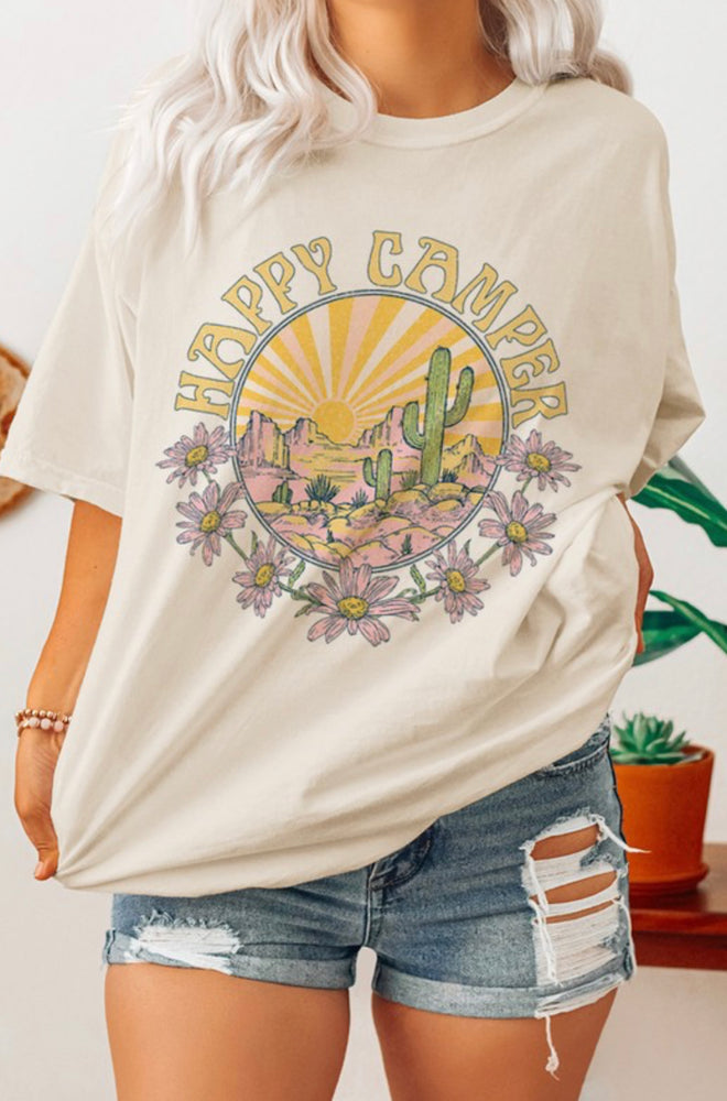 
                
                    Load image into Gallery viewer, Happy Camper Retro Oversized T Shirt
                
            